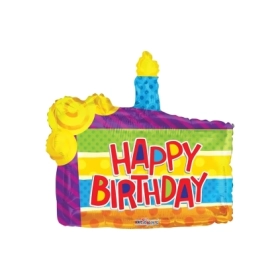 Palloncino Fetta di Torta Happy Birthday super shape 36" (91cm) in mylar, 1pz.