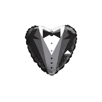 Palloncino Abito Sposo cuore standard shape 18" (45cm) in mylar, 1pz.