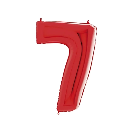 Palloncino numero 7 Rosso super shape 40" (101cm) in mylar, 1pz.