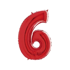 Palloncino numero 6 Rosso super shape 40" (101cm) in mylar, 1pz.