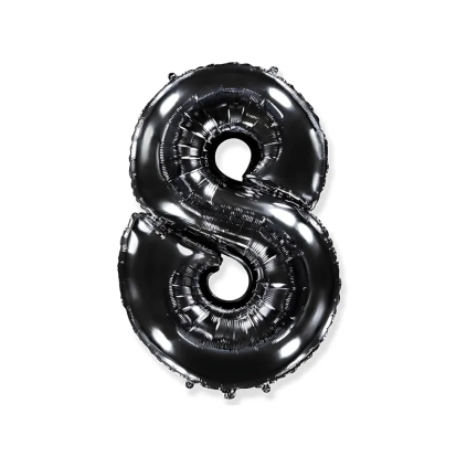 Palloncino numero 8 Nero super shape 40" (101cm) in mylar, 1pz.