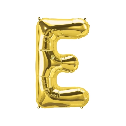 Palloncino Lettera E Oro super shape 40" (101cm) in mylar, 1pz.