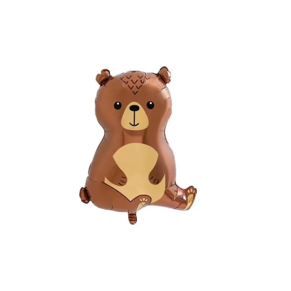 Palloncino Orsacchiotto Marrone Seduto super shape 25" (63cm) in mylar, 1pz.