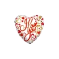 Palloncino I Love You Cuori Oro e Rosso cuore standard shape 18" (45cm) in mylar, 1pz.
