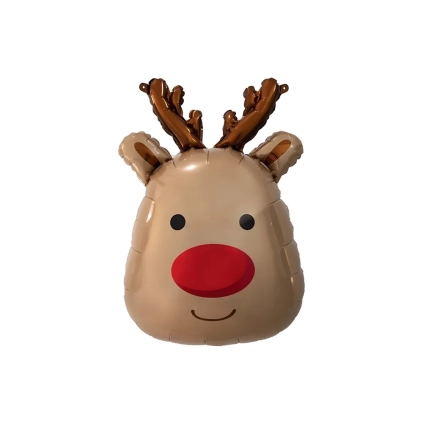 Palloncino Renna di Natale Viso super shape 30" (76cm) in mylar, 1pz.