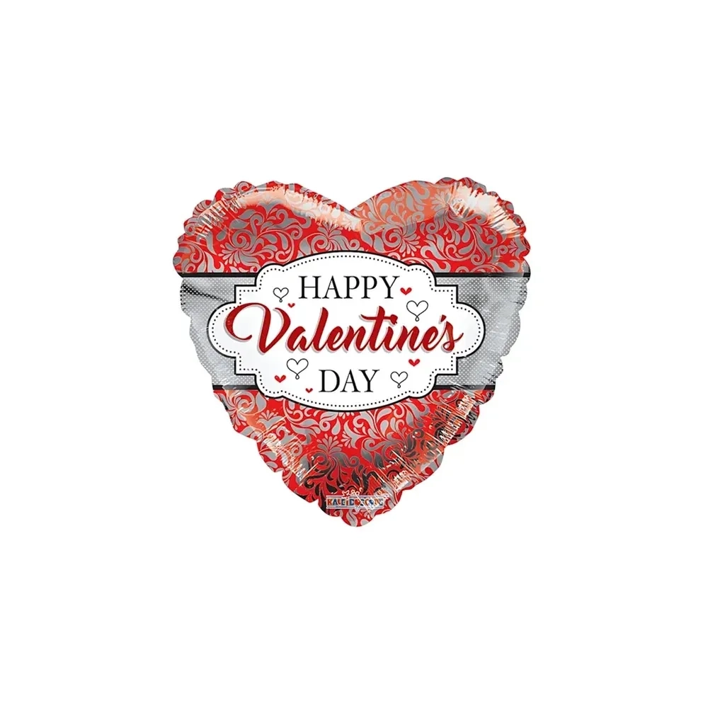 Palloncino Happy Valentine's Day cuore standard shape 18" (45cm) in mylar, 1pz.