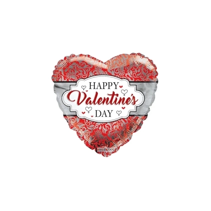 Palloncino Happy Valentine's Day cuore standard shape 18" (45cm) in mylar, 1pz.