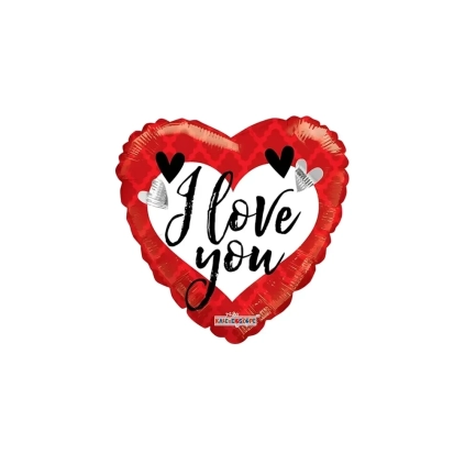 Palloncino I Love You Rosso e Bianco cuore standard shape 18" (45cm) in mylar, 1pz.