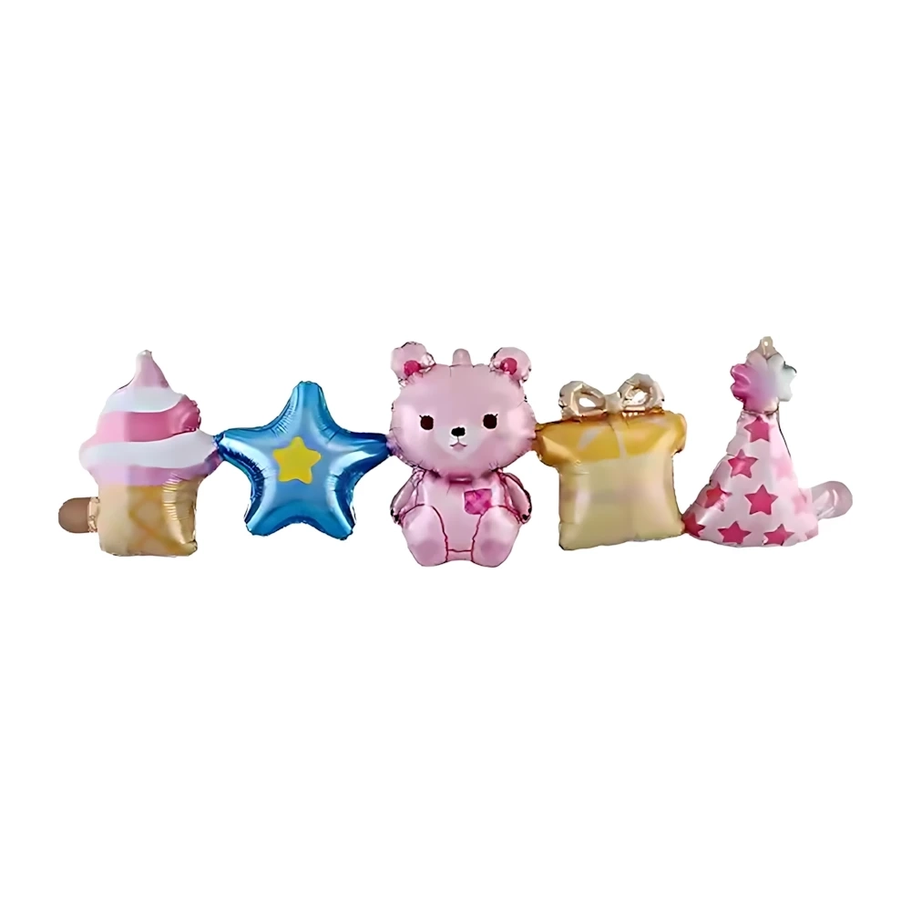 Palloncino Festone Bimba con cannuccia nastrini 40" (101cm) in mylar, 1pz.