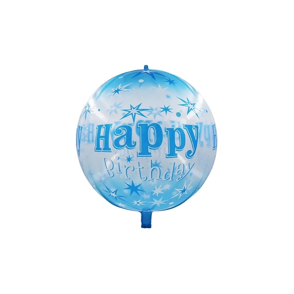 Palloncino Happy Birthday Celeste Sfera standard shape 22" (55cm) in mylar, 1pz.