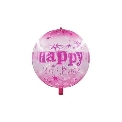 Palloncino Happy Birthday Rosa Sfera standard shape 22" (55cm) in mylar, 1pz.