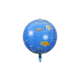 Palloncino Mondo Marino Sfera standard shape 22" (55cm) in mylar, 1pz.