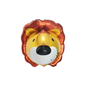 Palloncino Leone Testa 3D Dorato super shape 24" (60cm) in mylar, 1pz.