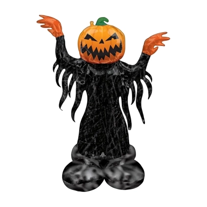 Palloncino Fantasma con testa zucca Halloween airloonz 53" (134cm) in mylar, 1pz.