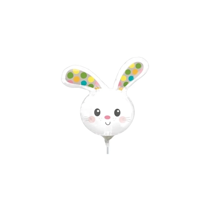 Palloncini testa coniglio con pois mini shape 14" (35cm) in mylar, 5pz.