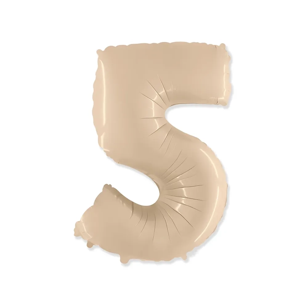 Palloncino numero 5 Crema super shape 40" (101cm) in mylar, 1pz.