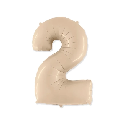 Palloncino numero 2 Crema super shape 40" (101cm) in mylar, 1pz.