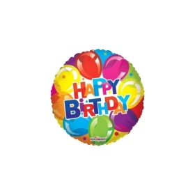 Palloncino Happy Birthday Palloncini standard shape 18" (45cm) in mylar, 1pz.