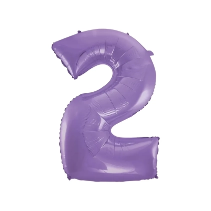 Palloncino numero 2 Satin Velvet lilla super shape 40" (101cm) in mylar, 1pz.