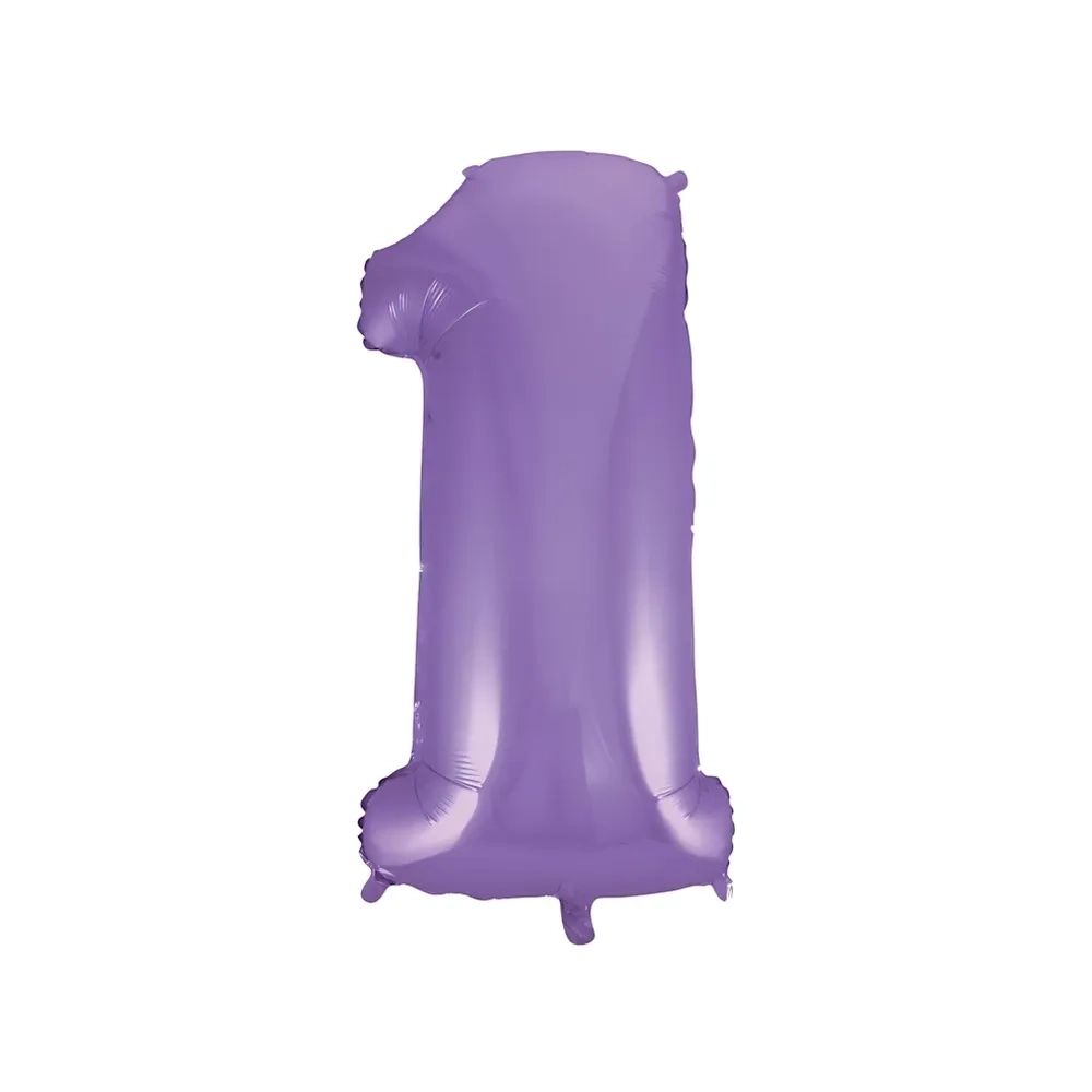 Palloncino numero 1 Satin Velvet lilla super shape 40" (101cm) in mylar, 1pz.