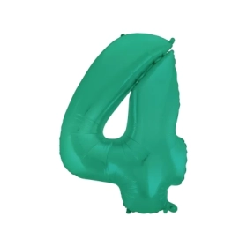 Palloncino numero 4 Satin Velvet Acquamarina super shape 40" (101cm) in mylar, 1pz.