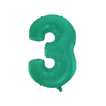 Palloncino numero 3 Satin Velvet Acquamarina super shape 40" (101cm) in mylar, 1pz.