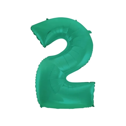 Palloncino numero 2 Satin Velvet Acquamarina super shape 40" (101cm) in mylar, 1pz.