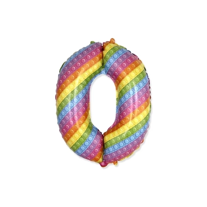 Palloncino numero zero con stampa pop it super shape 32" (81cm) in mylar, 1pz.
