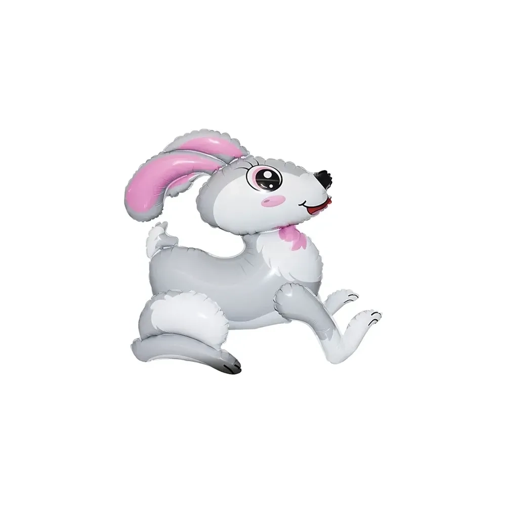 Palloncino 4D Coniglio Grigio standard shape 21" (53cm) in mylar, 1pz.