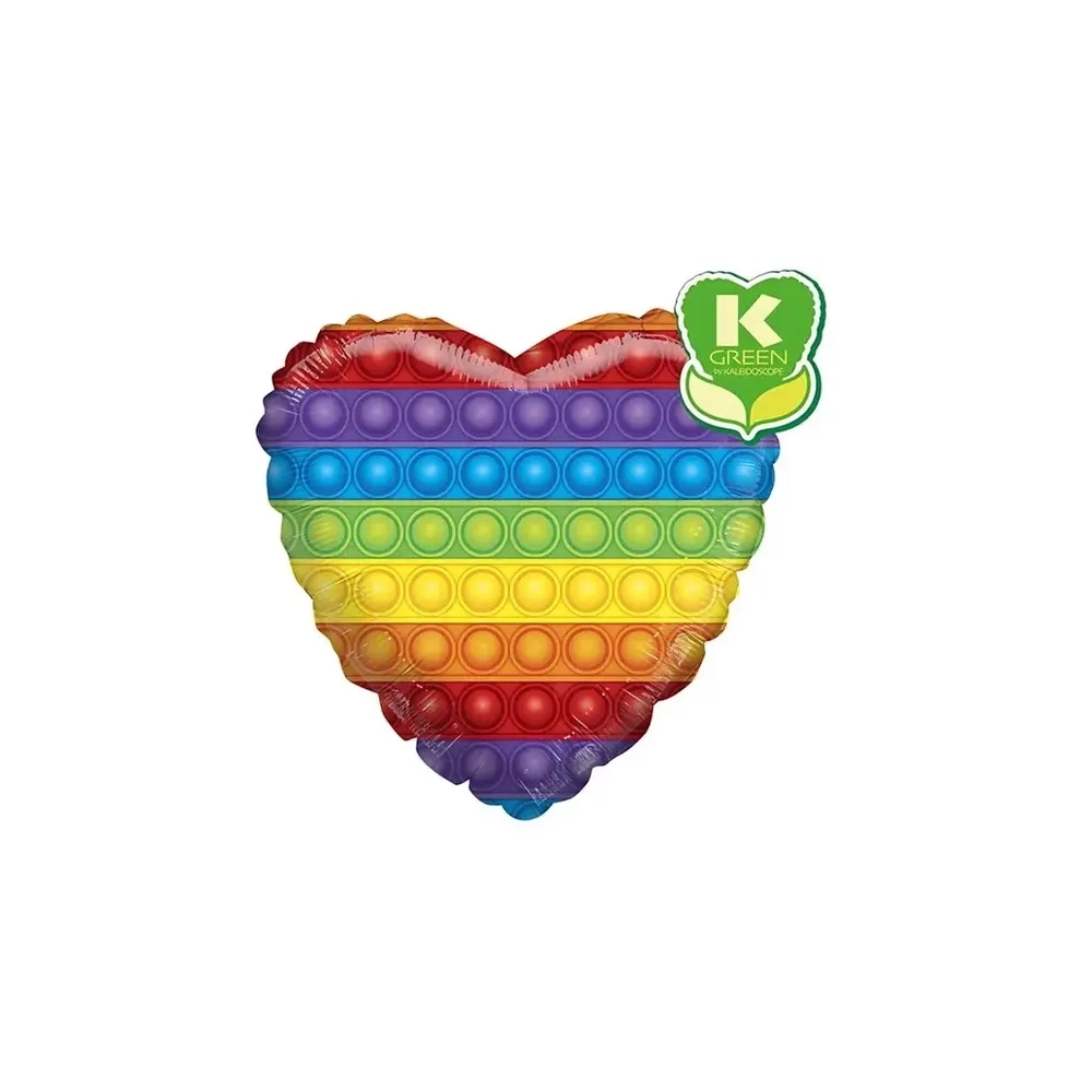 Palloncino cuore Arcobaleno Pop It standard shape 18" (45cm) in mylar, 1pz.