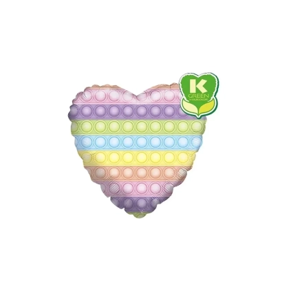 Palloncino cuore Arcobaleno Macaron Pop It standard shape 18" (45cm) in mylar, 1pz.