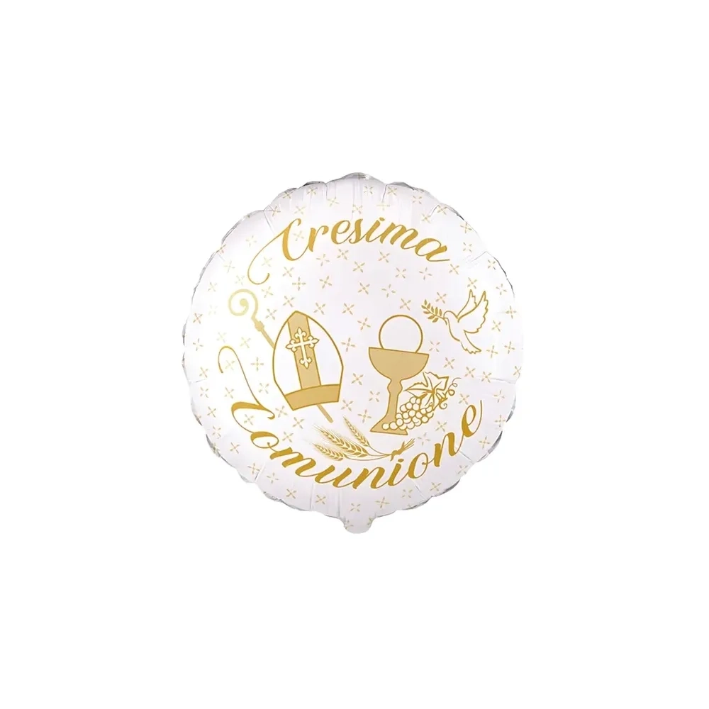 Palloncino Cresima Comunione tondo standard shape 18" (45cm) in mylar, 1pz.