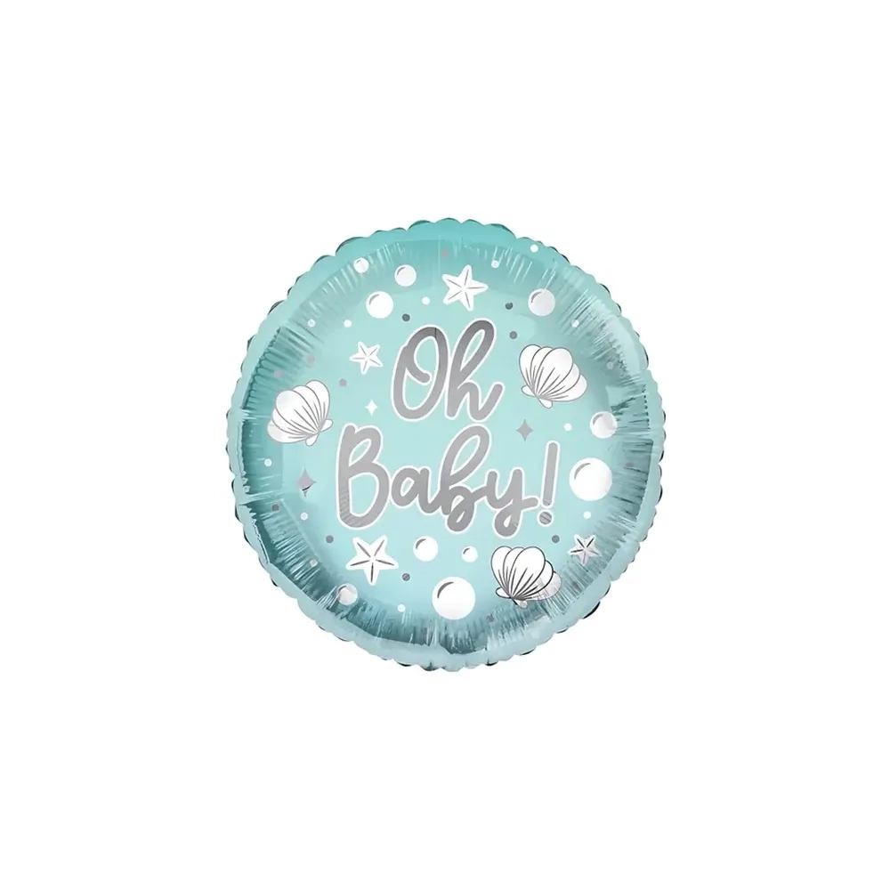Palloncino Oh Baby! Blu tondo standard shape 18" (45cm) in mylar, 1pz.