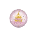 Palloncino Happy Birthday Castello Principessa tondo standard shape 18" (45cm) in mylar, 1pz.