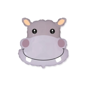 Palloncino Ippopotamo Testa super shape 26" (66cm) in mylar, 1pz.