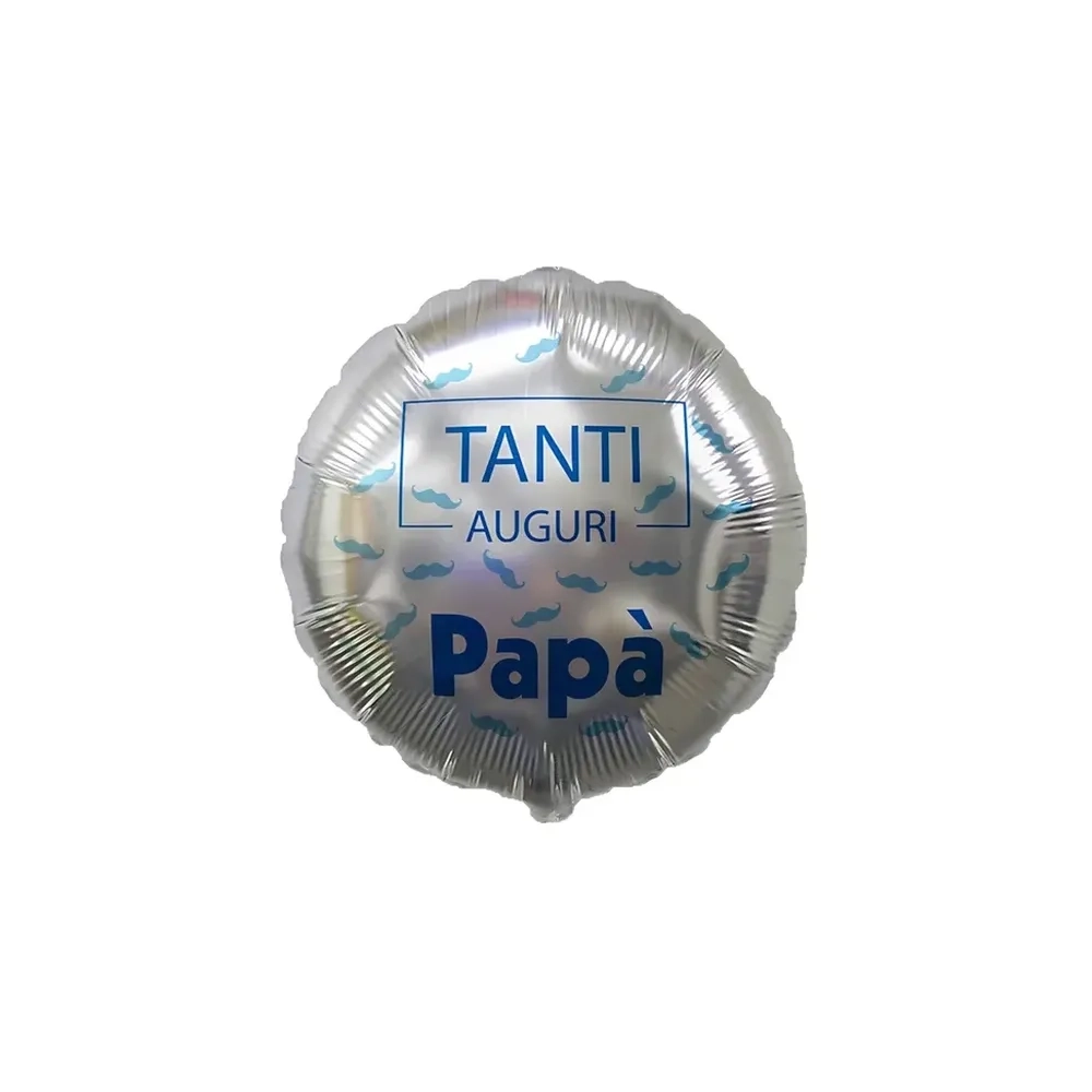 Palloncino Tanti Auguri Papà Baffetti tondo 18" (45cm) in mylar, 1pz.