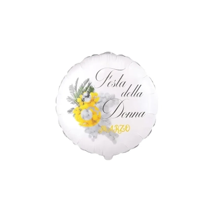 Palloncino Festa della Donna 8 Marzo standard shape 18" (45cm) in mylar, 1pz.
