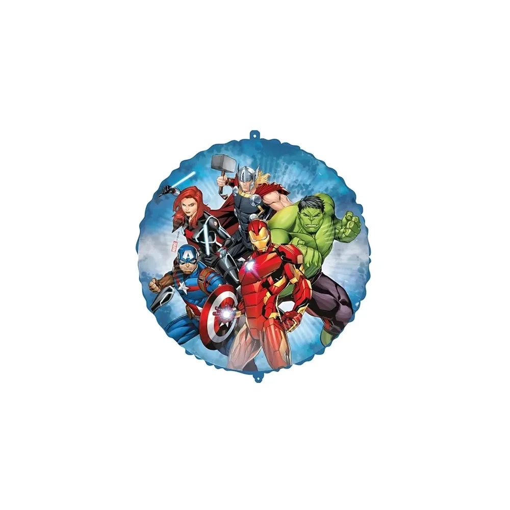 Palloncino Avengers con Pesetto e Nastrino tondo standard shape 18" (45cm) in mylar, 1pz.