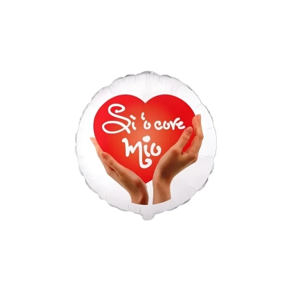 Palloncino Si o Core Mio tondo standard shape 18" (45cm) in mylar, 1pz.