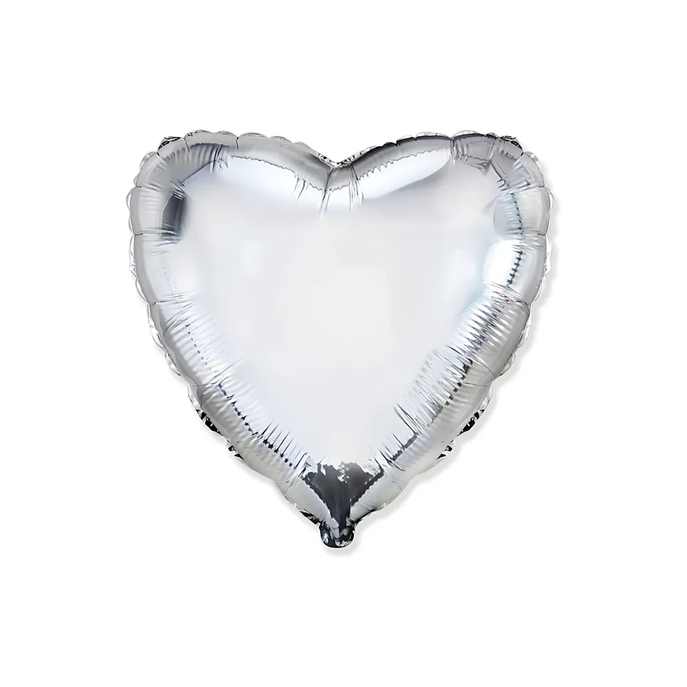 Palloncino Cuore Argento super shape 32" (81cm) in mylar, 1pz.