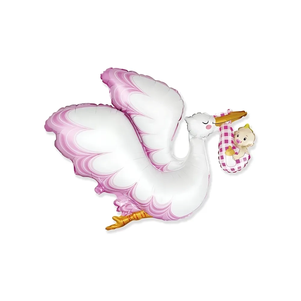 Palloncino Cicogna Bimba Rosa super shape 38" (96cm) in mylar, 1pz.