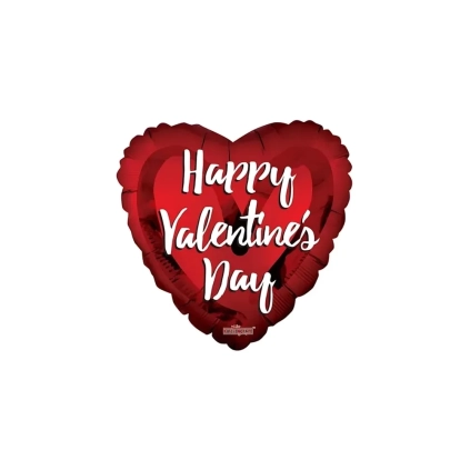 Palloncino Happy Valentine's Day cuore standard shape 18" (45cm) in mylar, 1pz.