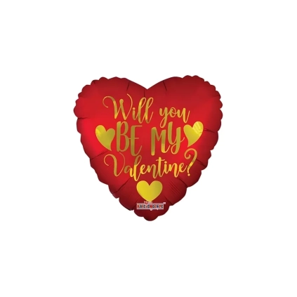 Palloncino Be My Valentine Cupido cuore standard shape 18" (45cm) in mylar, 1pz.