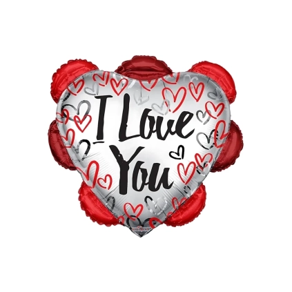 Palloncino I Love You Corsivo con Cuoricini super shape 36" (91cm) in mylar, 1pz.