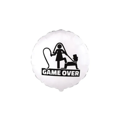 Palloncino GAME OVER Bianco celibato standard shape 18" (45cm) in mylar, 1pz.