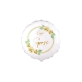 Palloncino Oggi Sposi Rose Bianche tondo standard shape 18" (45cm) in mylar, 1pz.