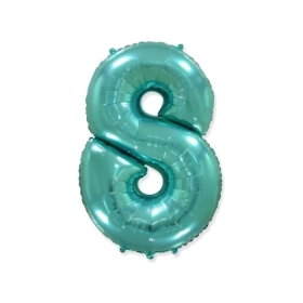 Palloncino numero 8 Verde Menta super shape 40" (101cm) in mylar, 1pz.
