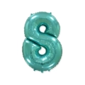 Palloncino numero 8 Verde Menta super shape 40" (101cm) in mylar, 1pz.