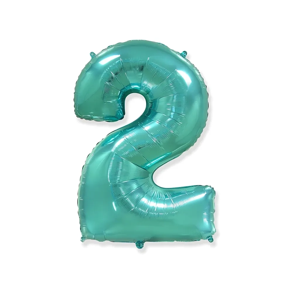 Palloncino numero 2 Verde Menta super shape 40" (101cm) in mylar, 1pz.
