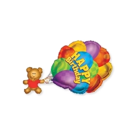 Palloncino Happy Birthday Orso Palloni super shape 36" (91cm) in mylar, 1pz.
